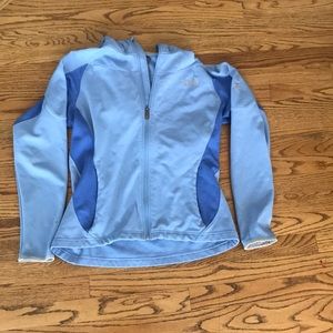 Periwinkle blue north face jacket with hood